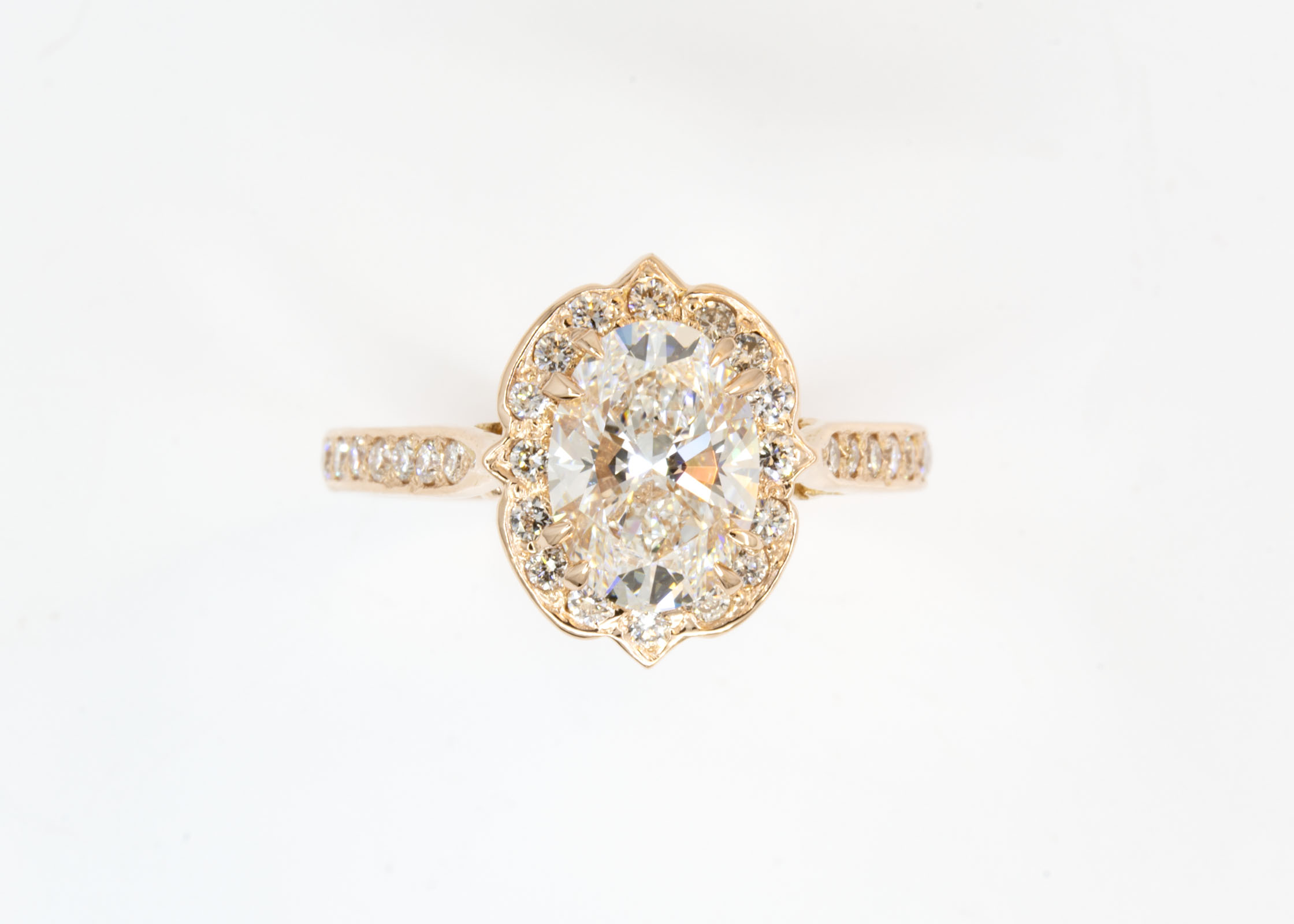 Custom Oval Diamond Engagement Ring in Rose Gold