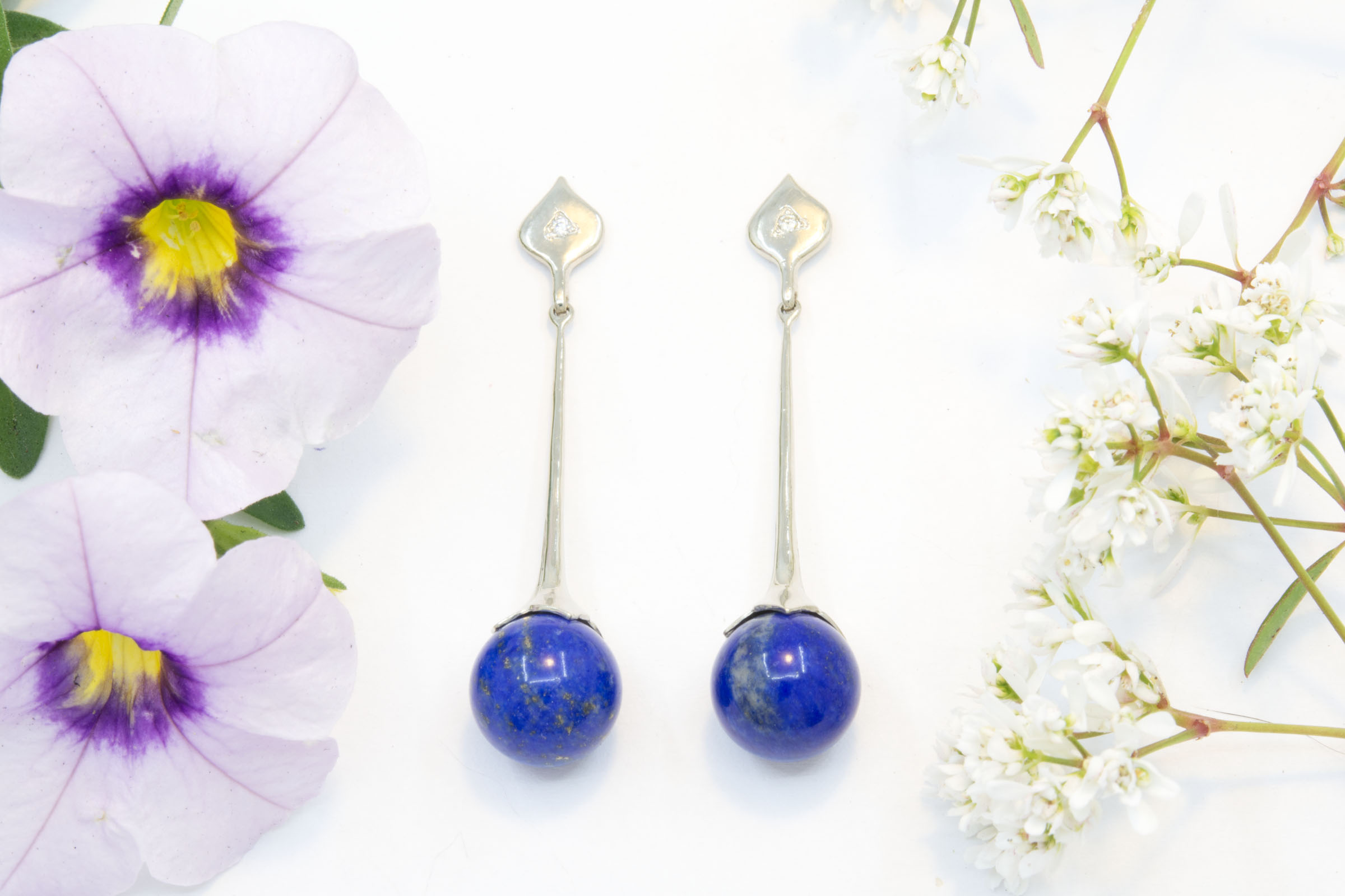 10mm Lapis Drop Earrings