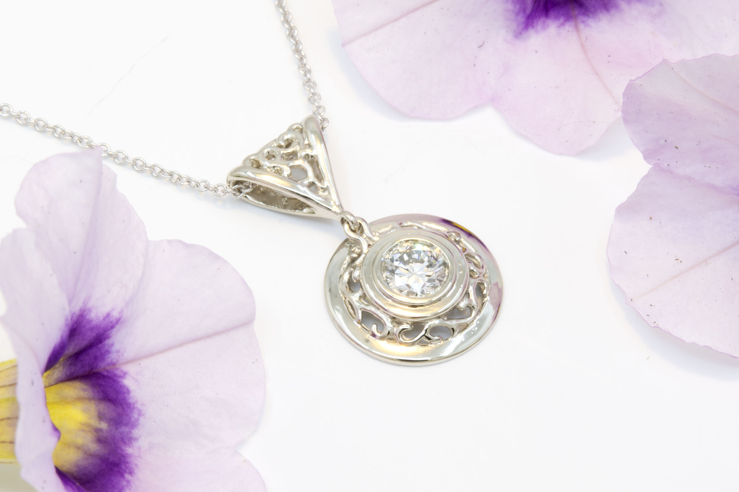 Diamond Open Filigree Pendant