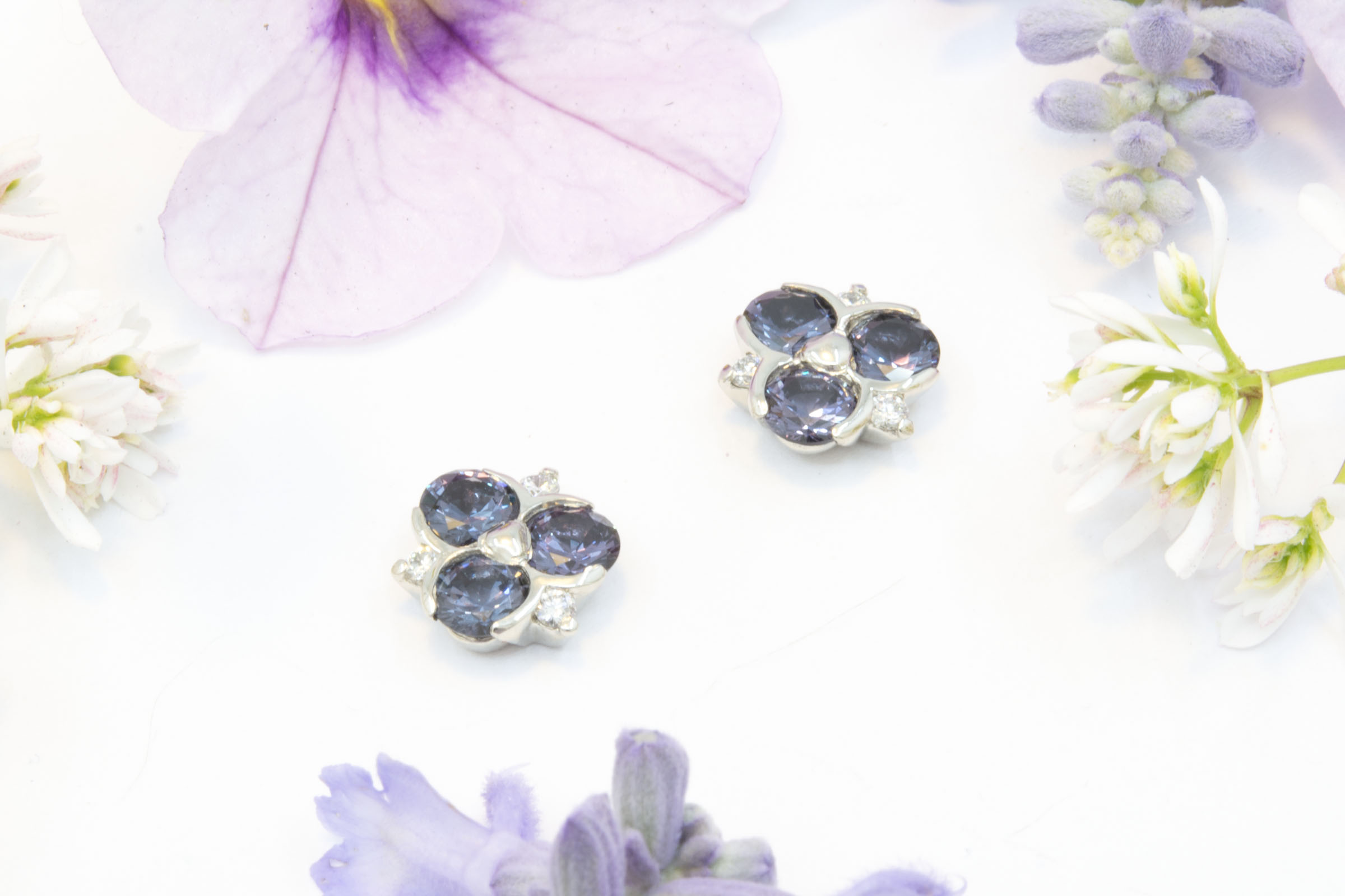 Color Change Garnet Cluster Earrings