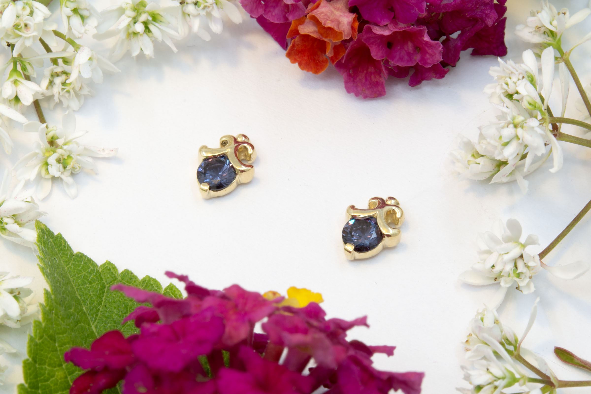 Color Change Garnet Stud Earrings