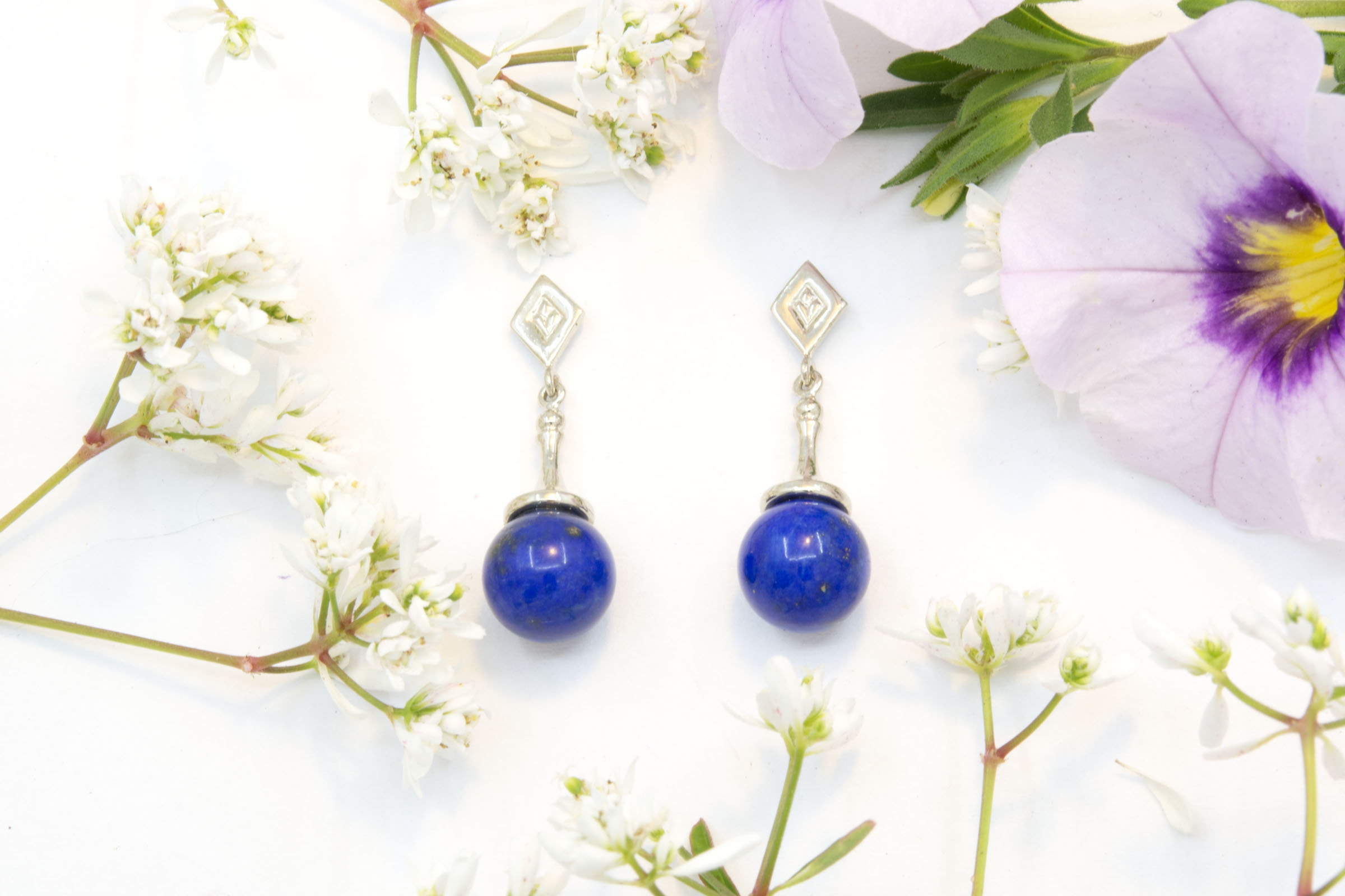 8mm Lapis Bead Earrings
