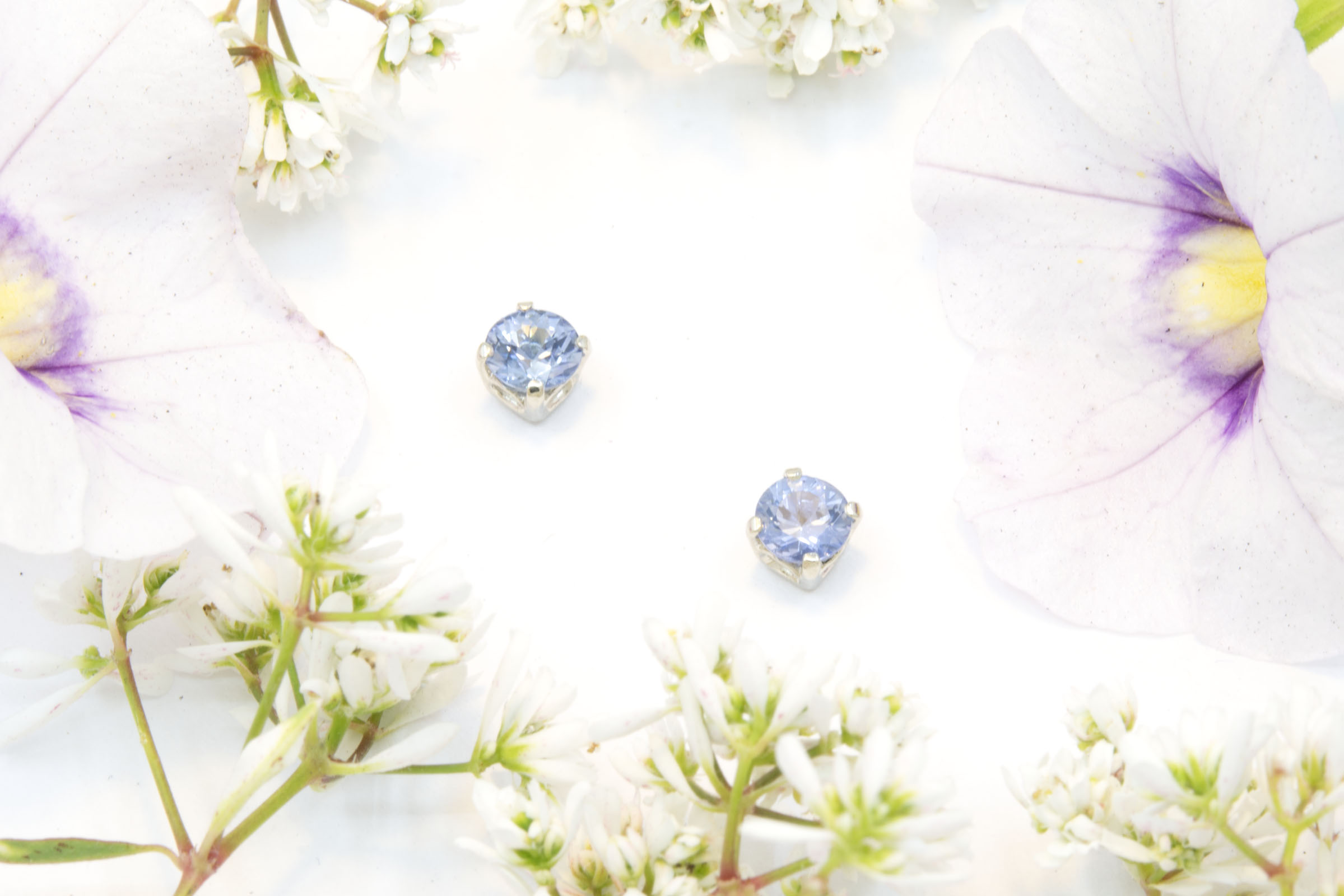 Light Blue Sapphire Stud Earrings