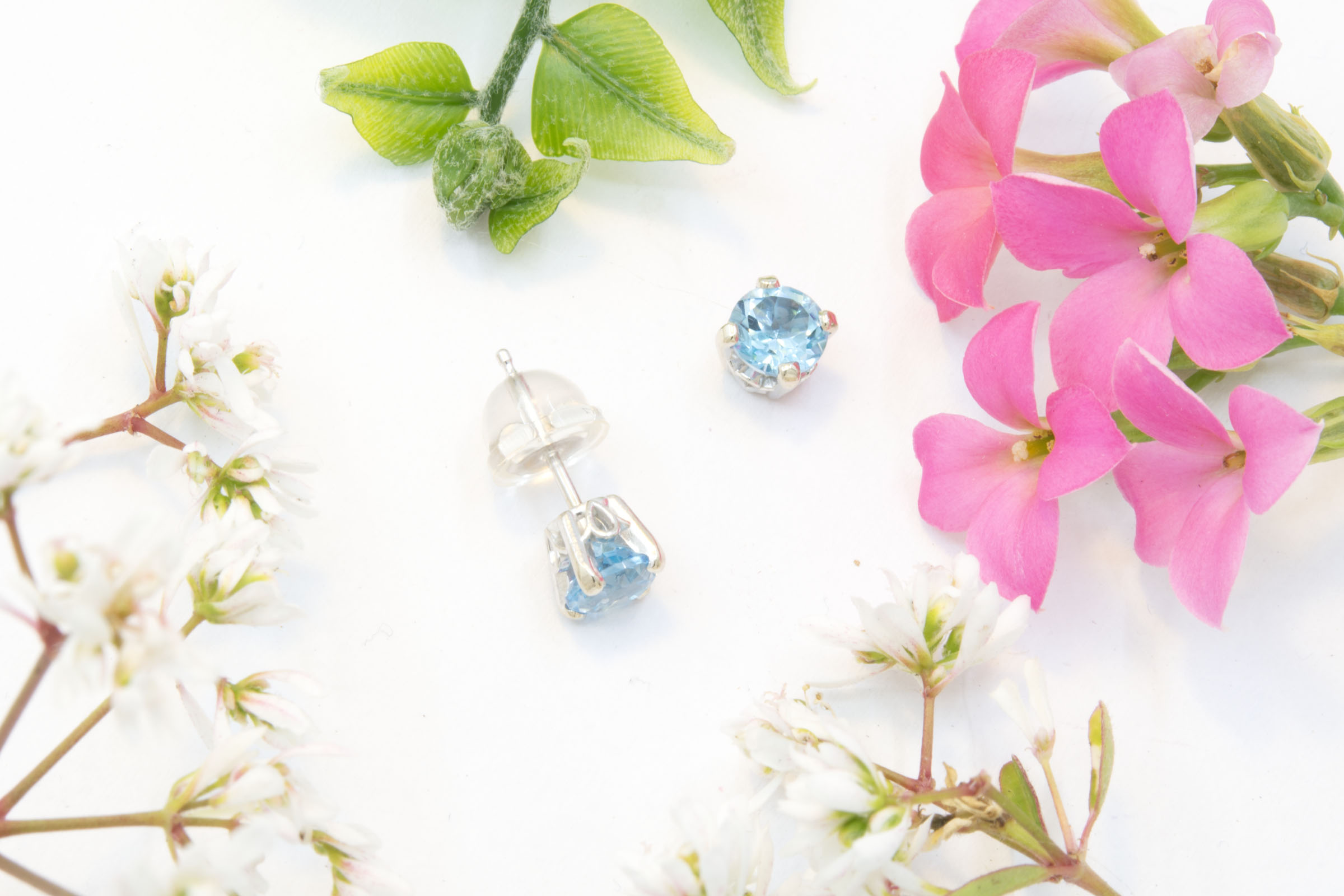 Blue Topaz Stud Earrings 5mm - Image 3