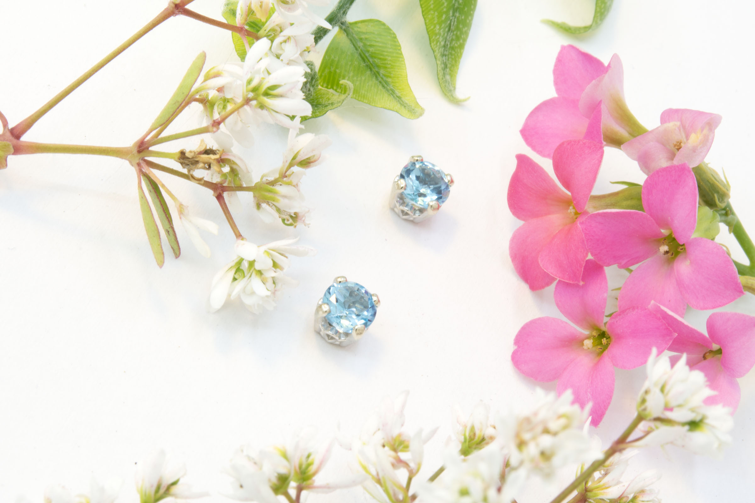 Blue Topaz Stud Earrings 5mm