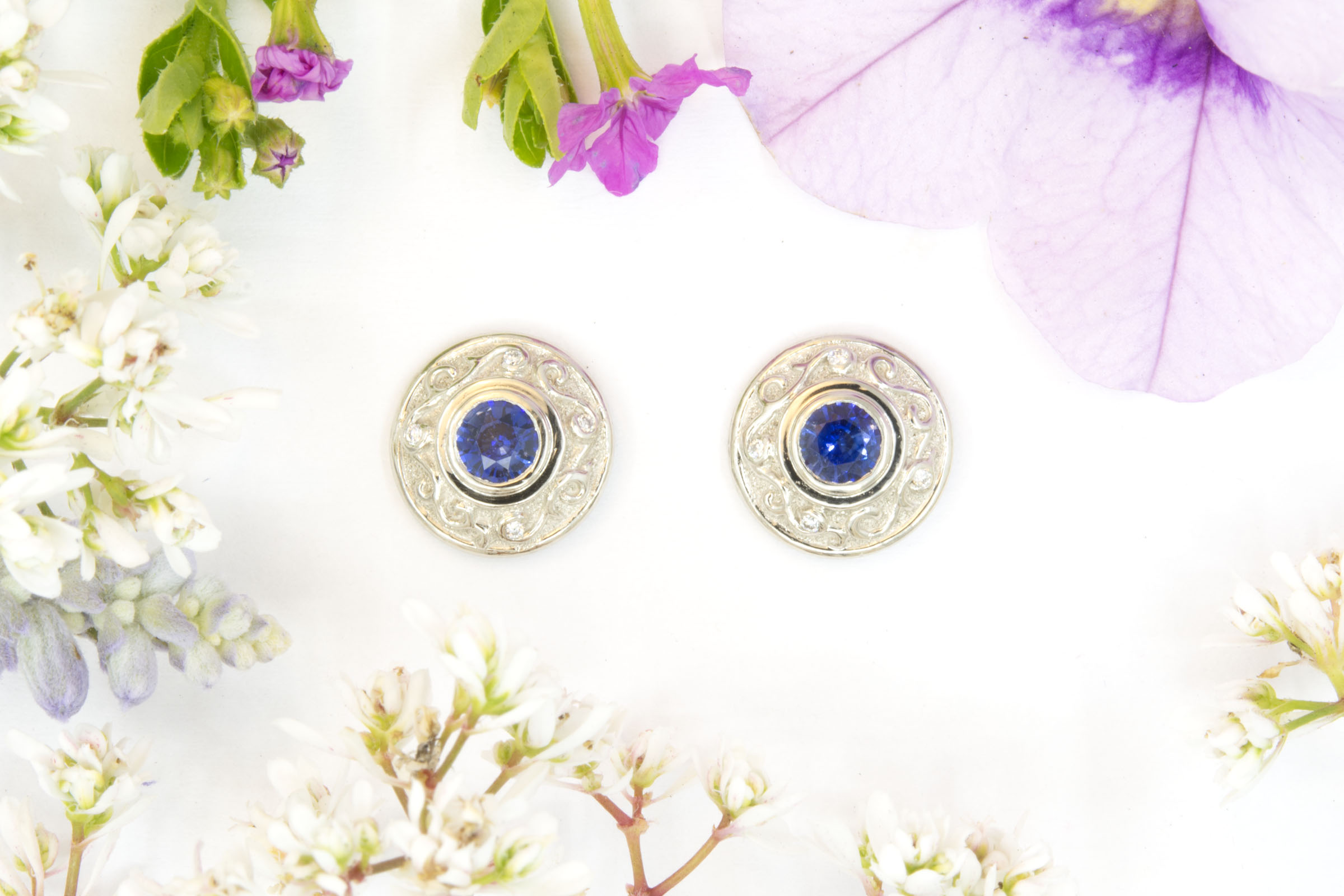 Sapphire Bas Relief Earrings