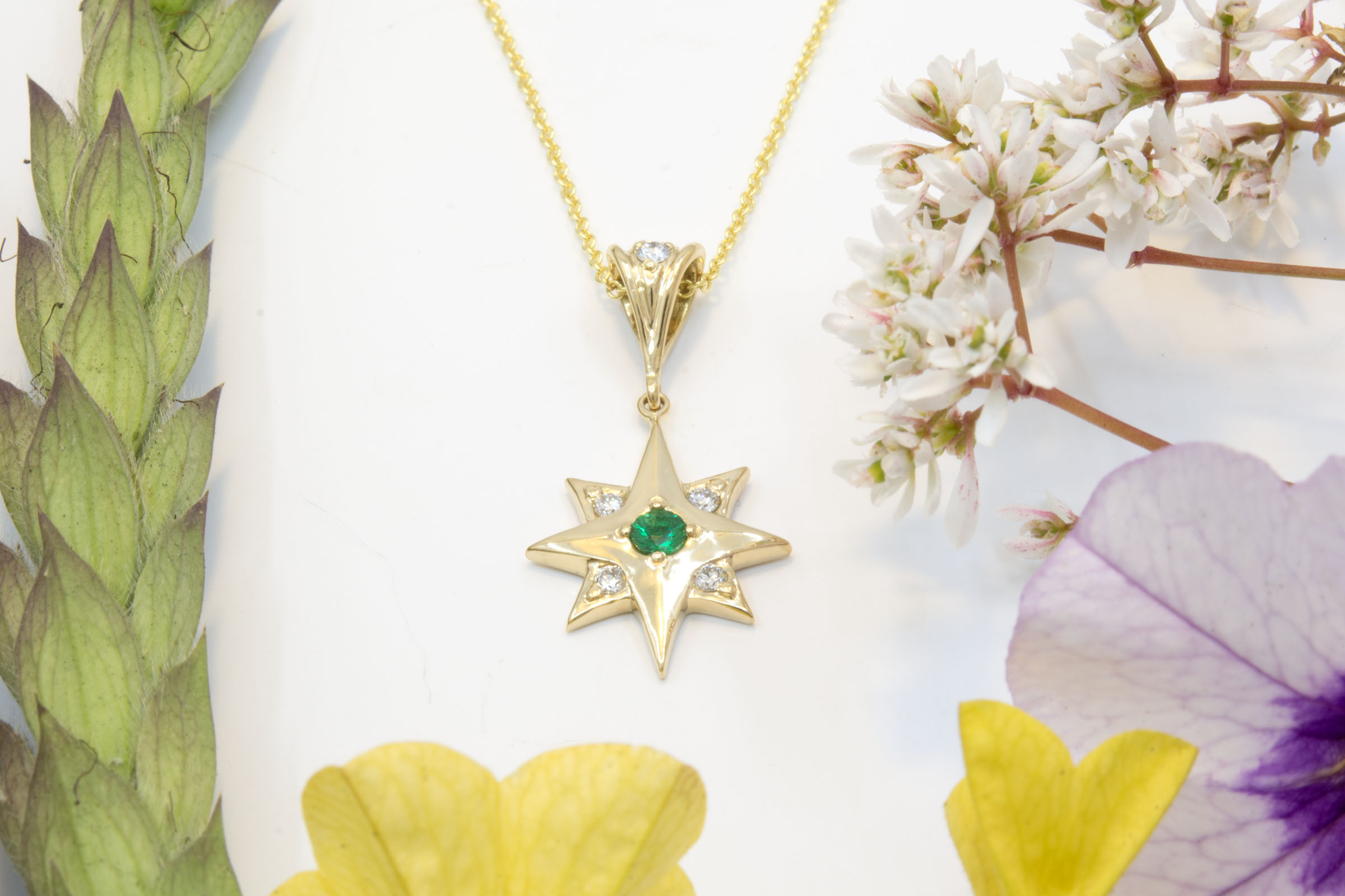 North Star Pendant with Emerald - Image 3