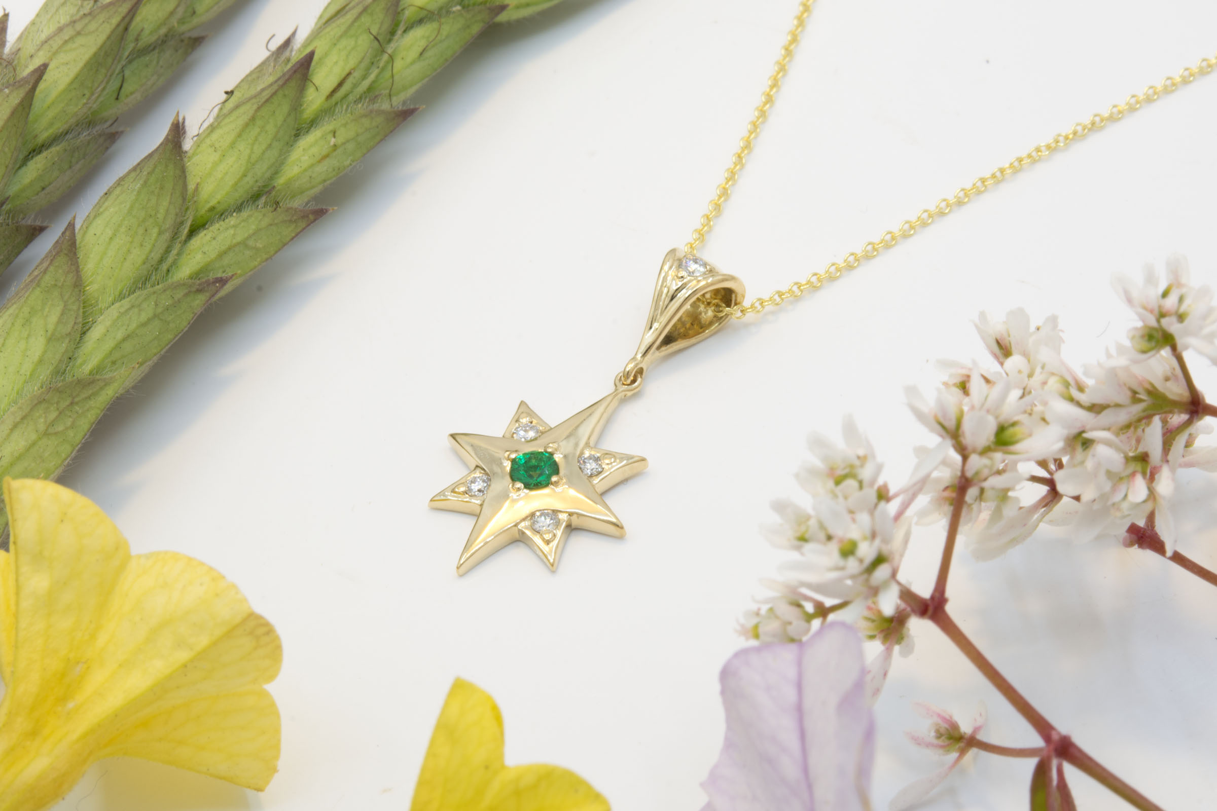 North Star Pendant with Emerald - Image 2