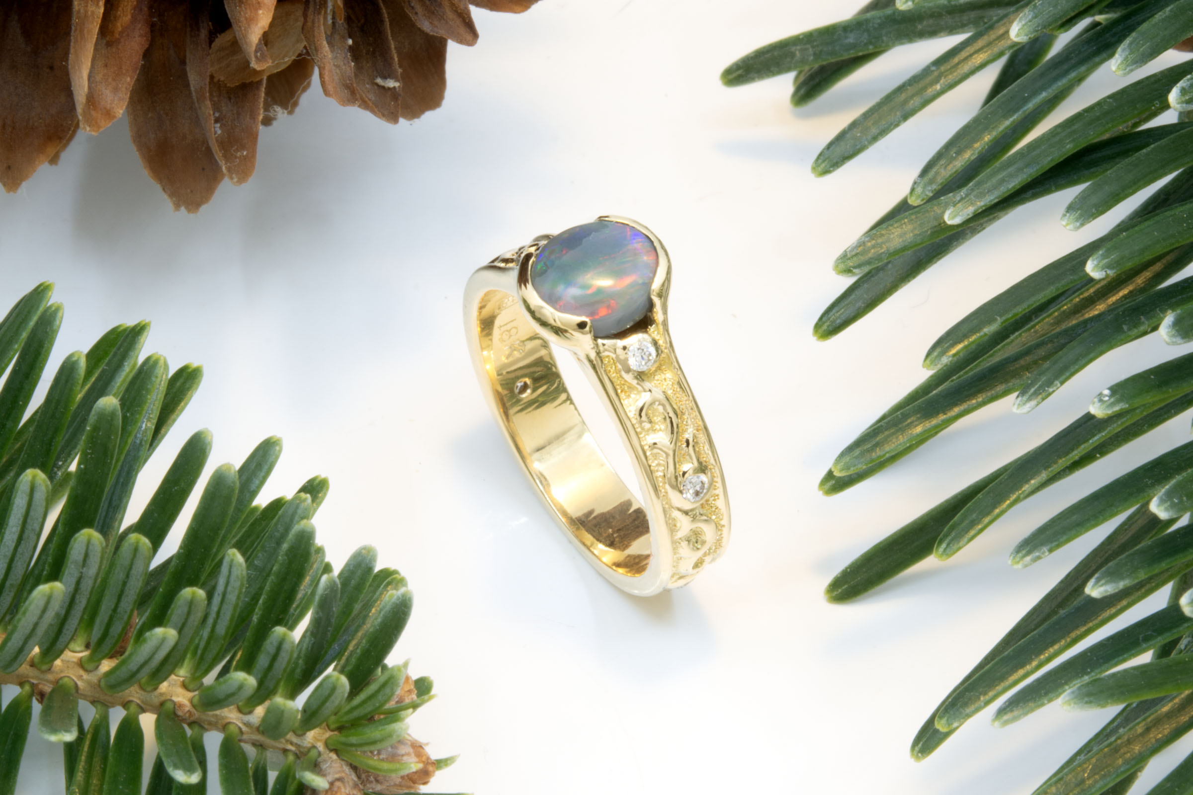 Grey Opal Bas Relief Ring - Image 4