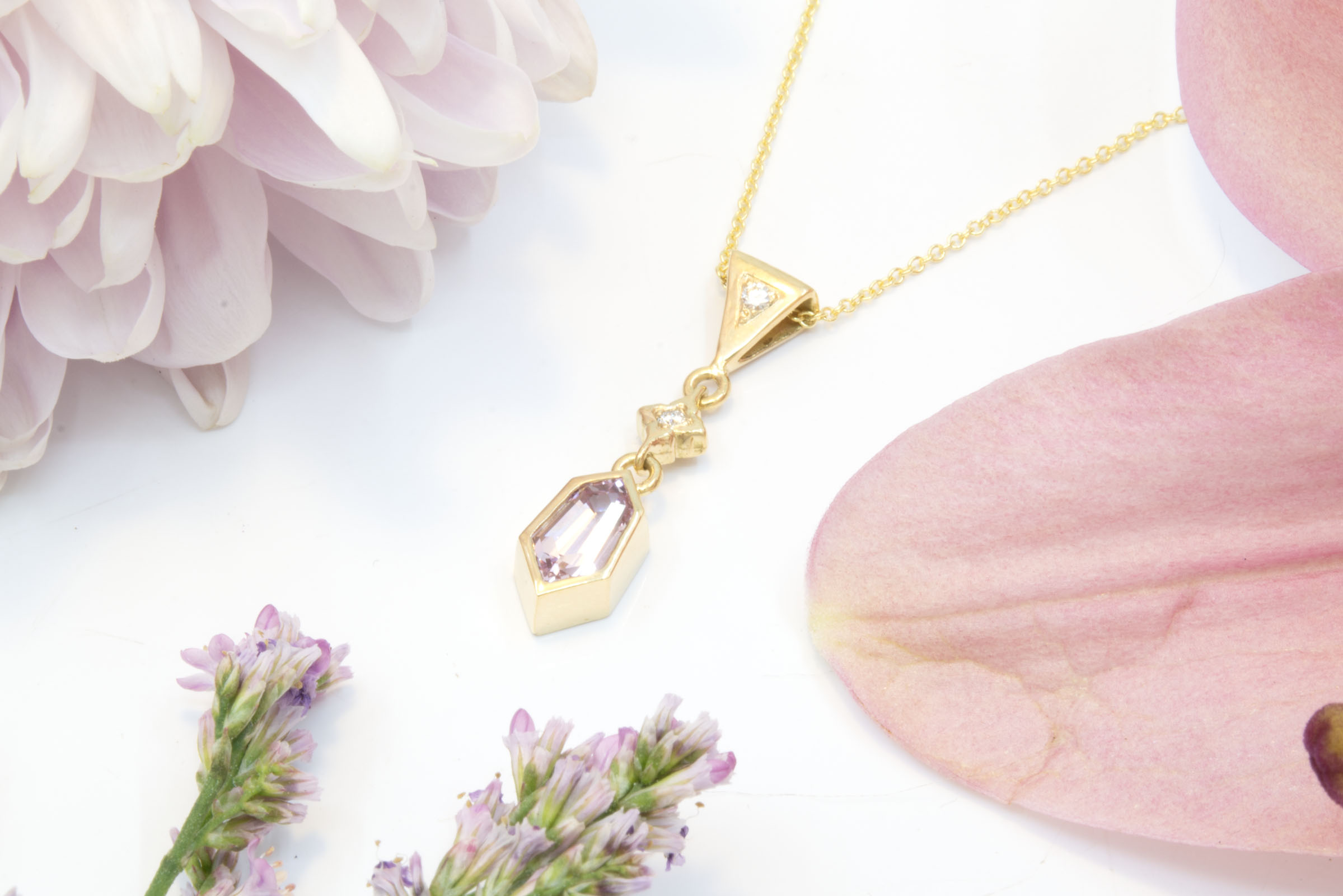 Pink Sapphire Shield Pendant - Image 2