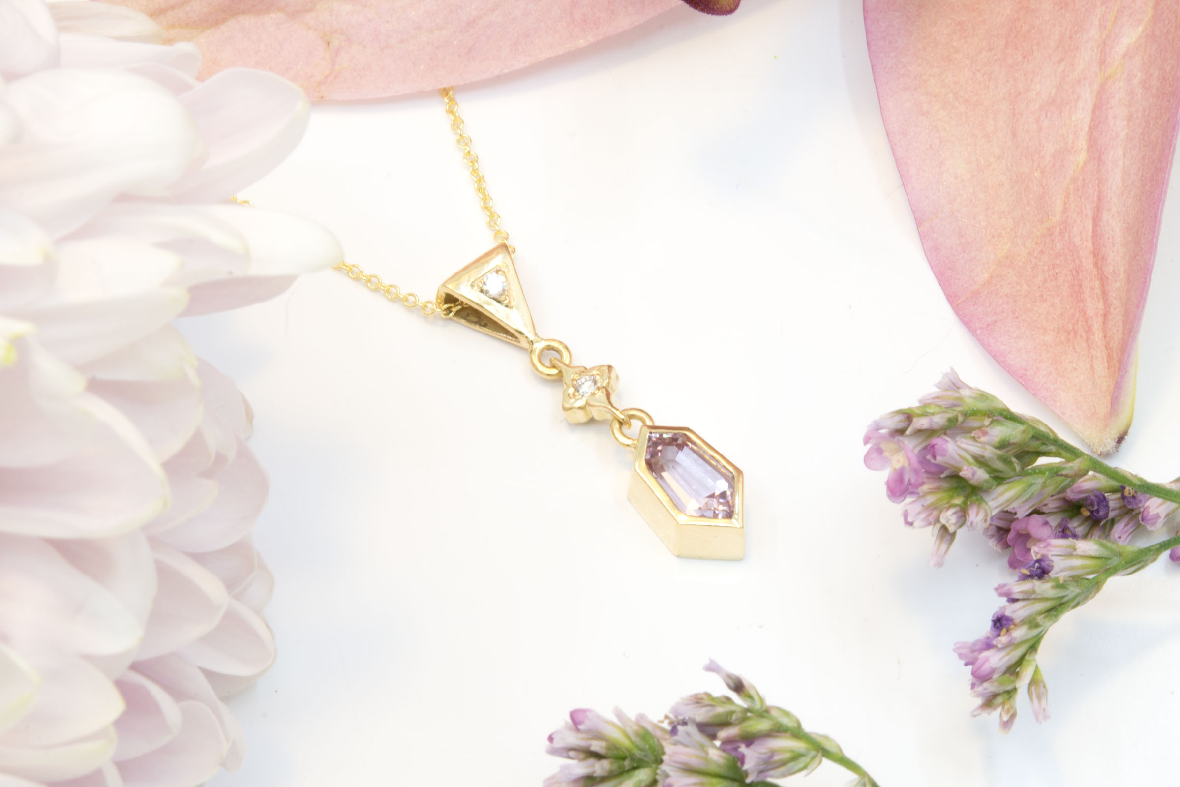 Pink Sapphire Shield Pendant