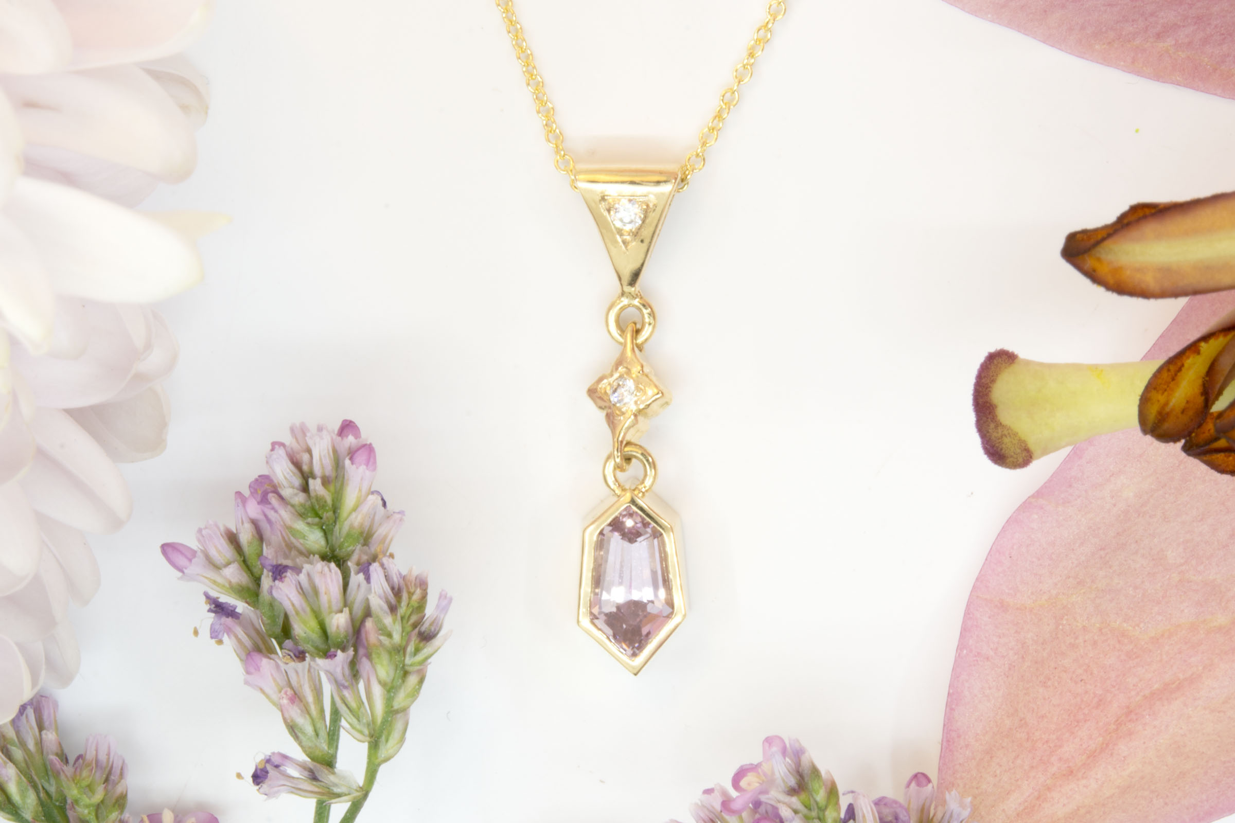 Pink Sapphire Shield Pendant - Image 3