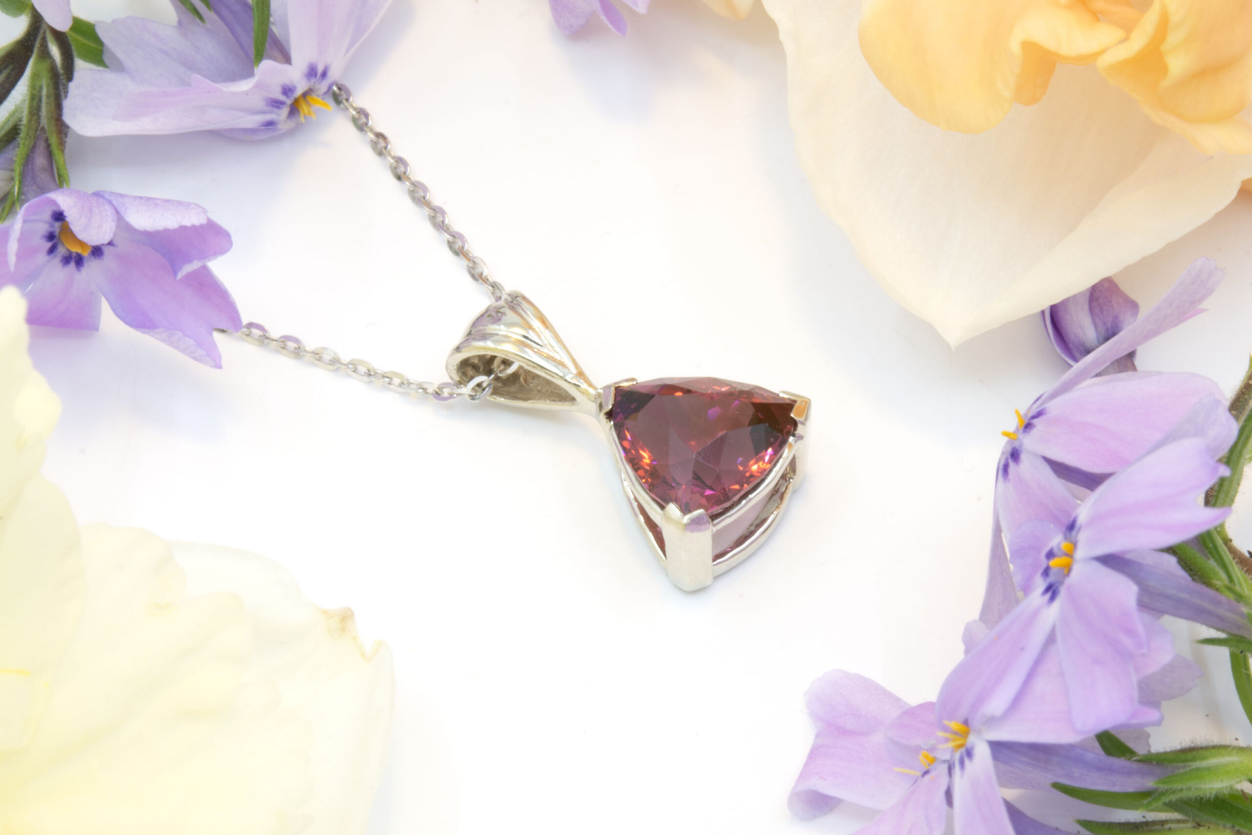 Rhodolite Garnet Trillion Pendant