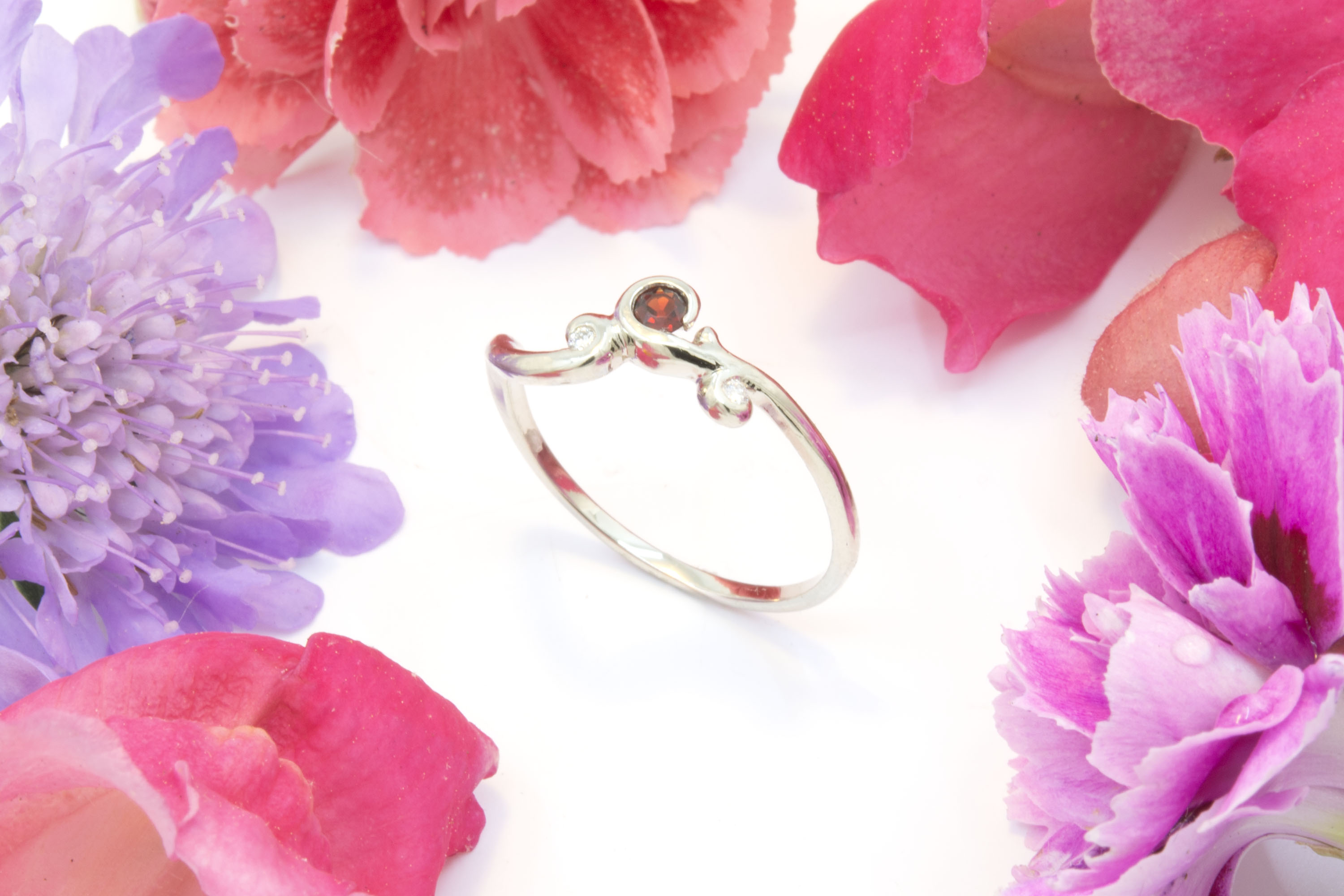 Pyrope Garnet Ring in White Gold