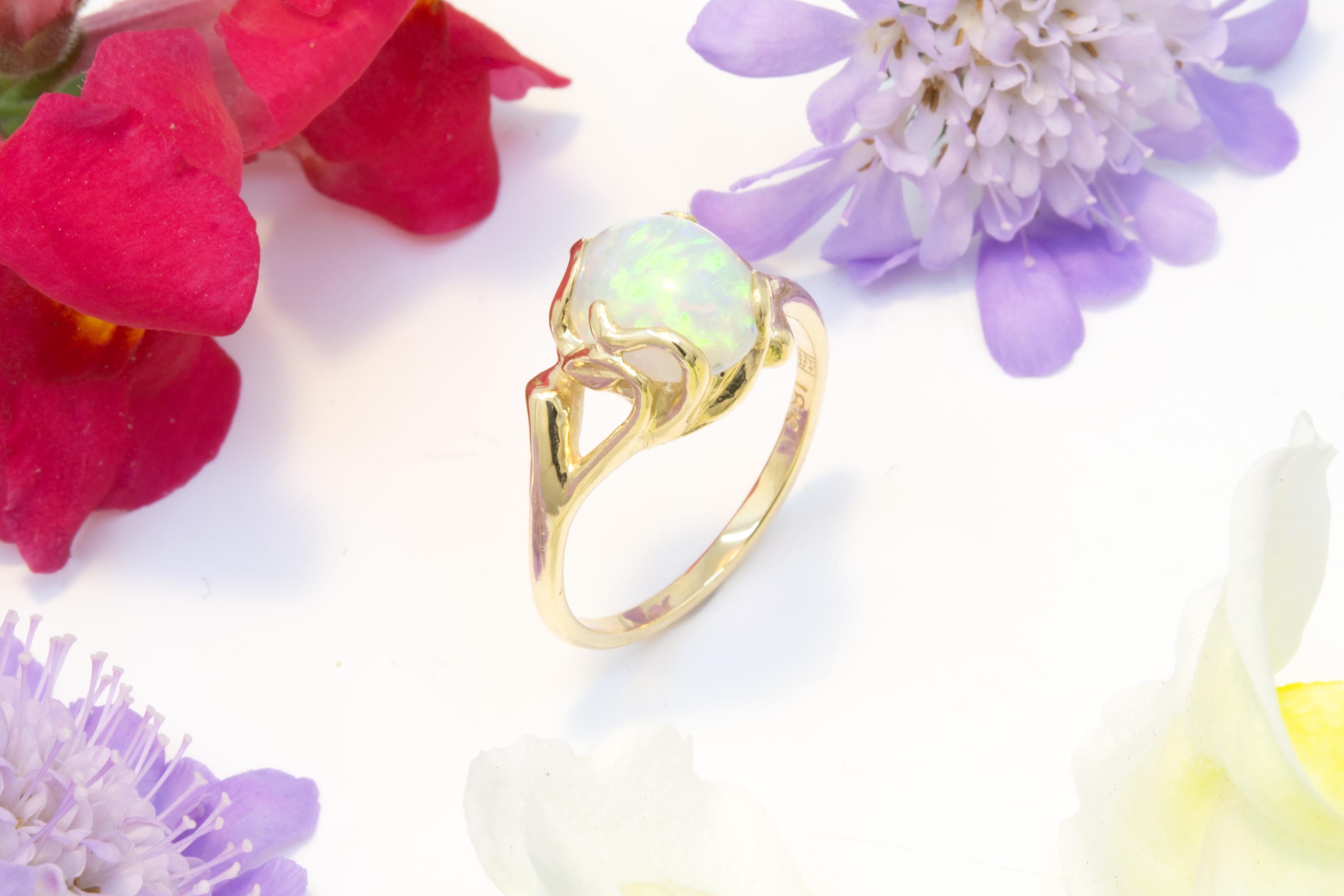 Oval White Opal Ring