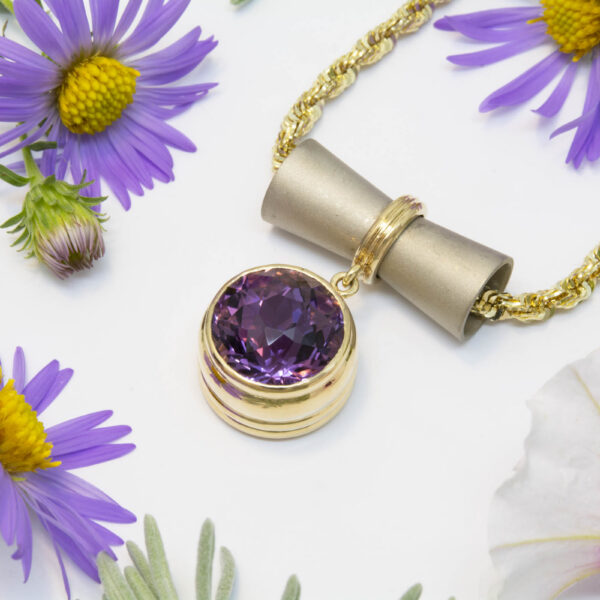 Amethyst Pendant in 18K Yellow and White Gold