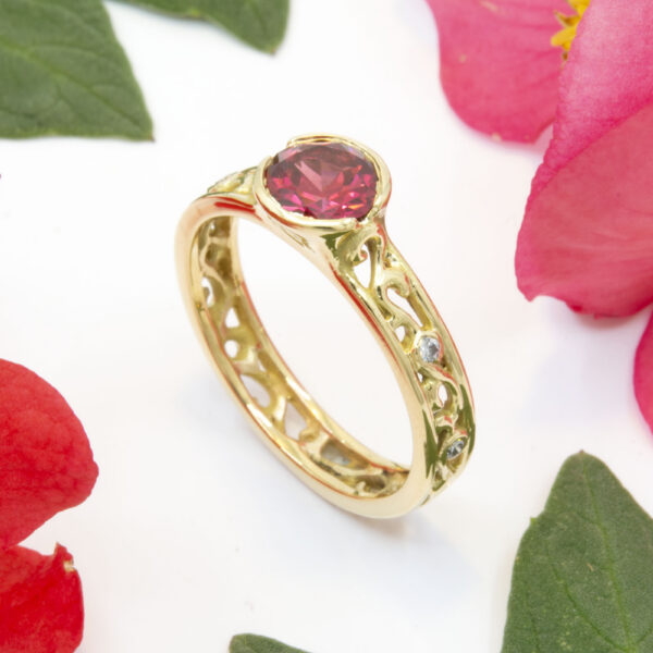 0.85ct Ruby in Open Filigree Ring