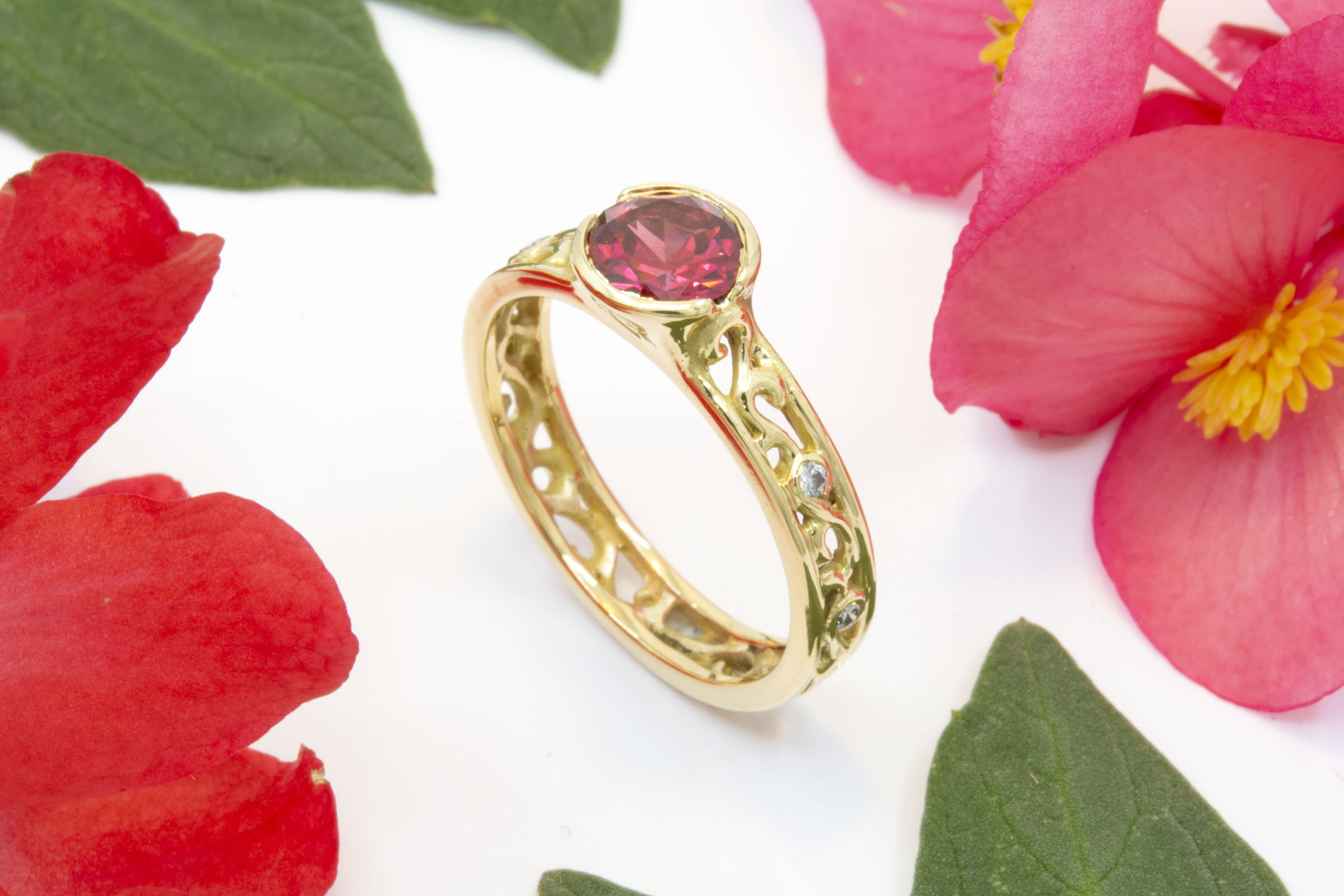 0.85ct Ruby in Open Filigree Ring
