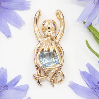 Octopus with Aquamarine in 18K Rose Gold
