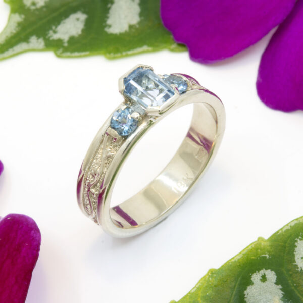 Aquamarine Ring in 18K White Gold