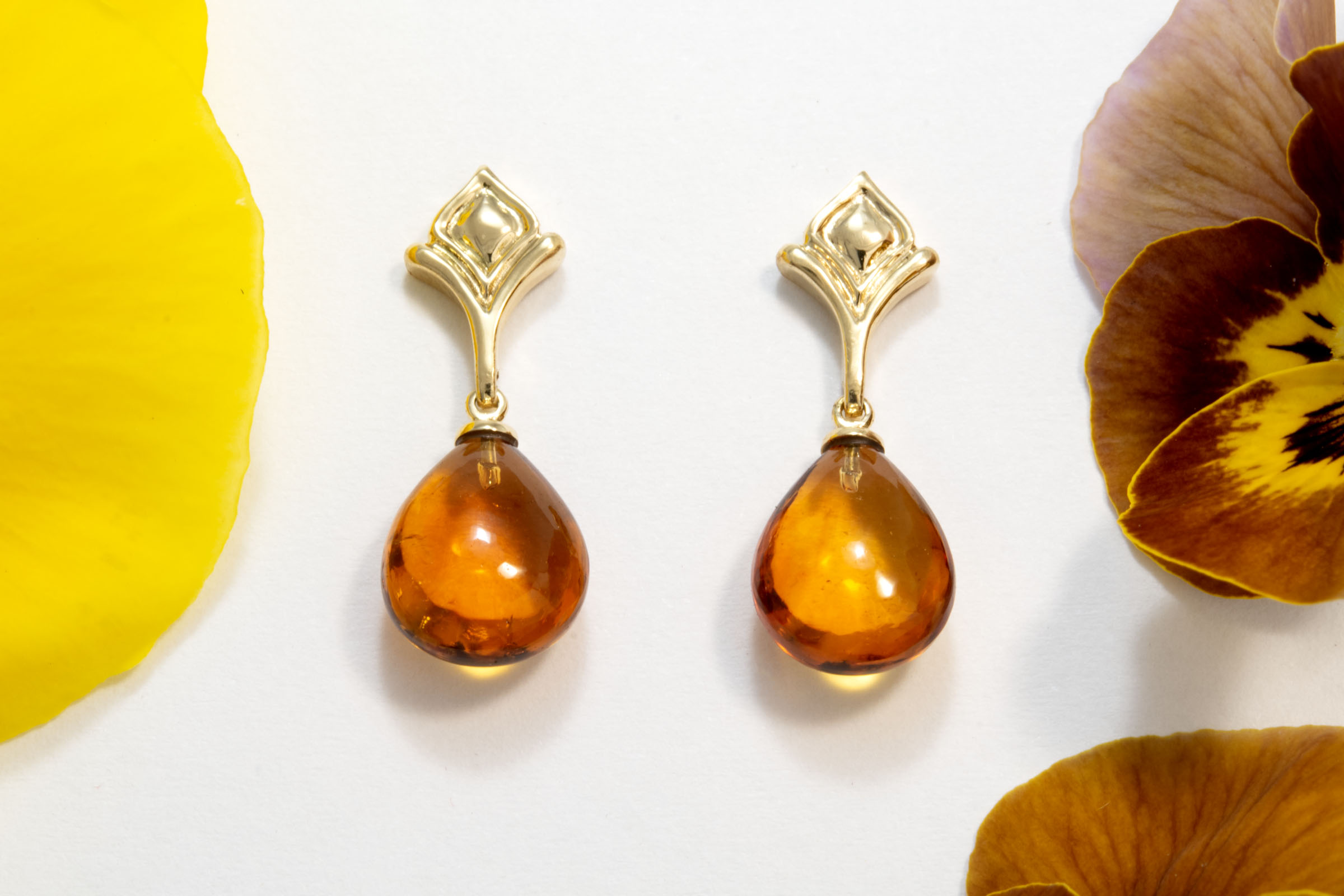 Citrine Drop Earrings in 18K Gold - Image 2