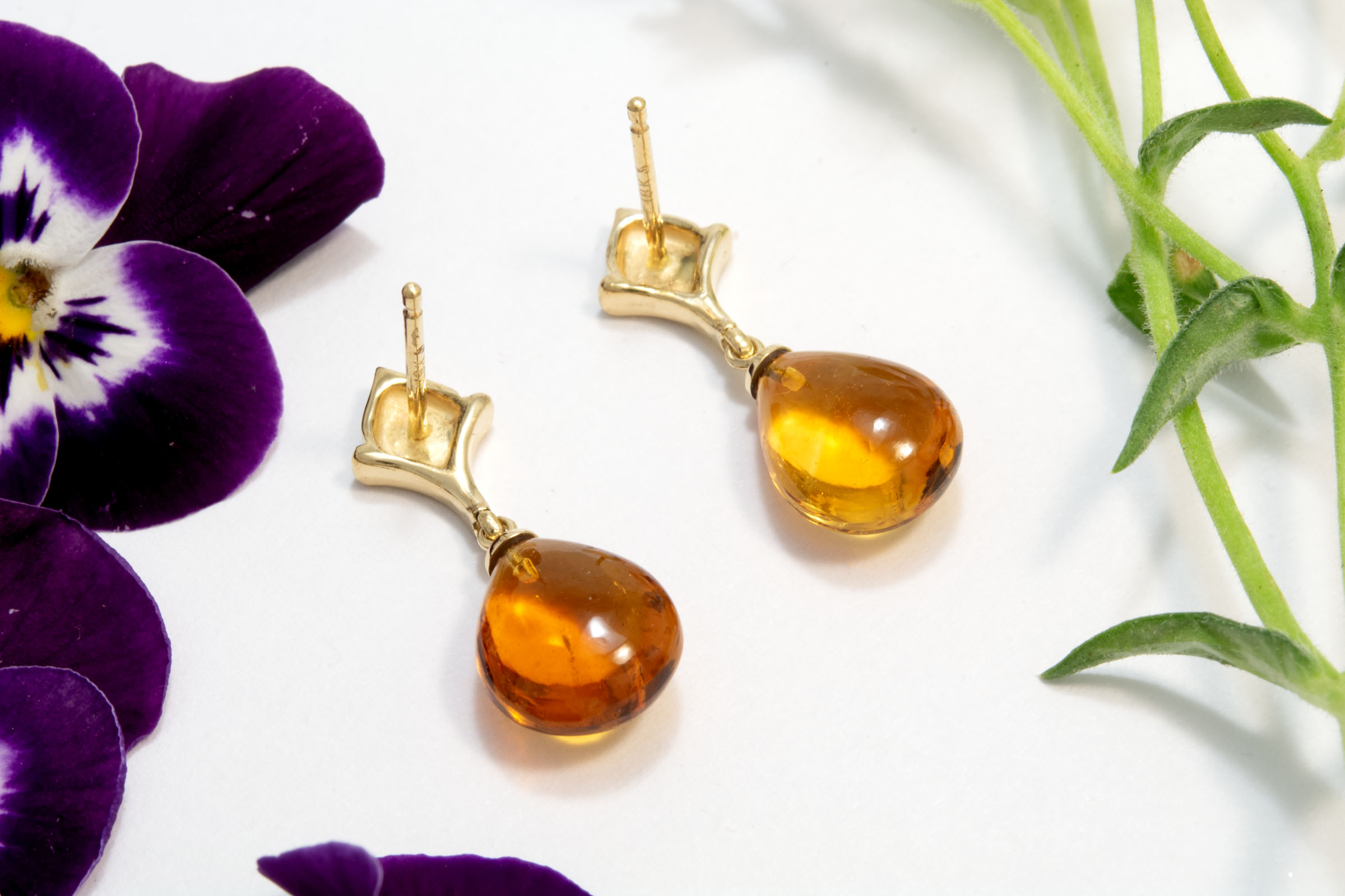 Citrine Drop Earrings in 18K Gold - Image 3