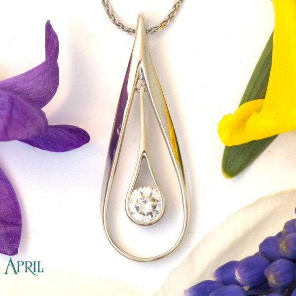 Diamond Double Loop Pendant in 18K White Gold