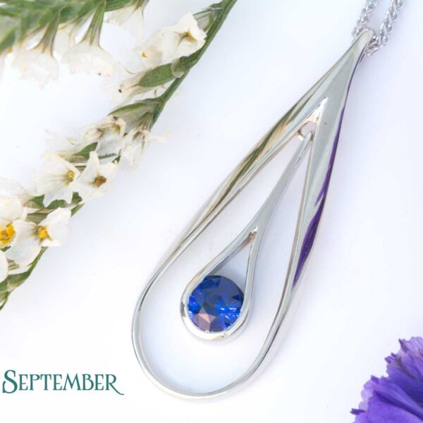 Sapphire Double Loop Pendant in 18k White Gold