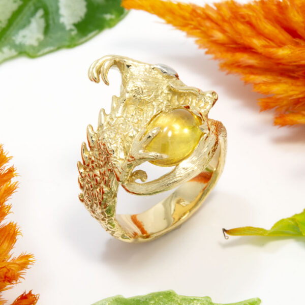Yellow Sapphire Dragon Ring 18K Gold