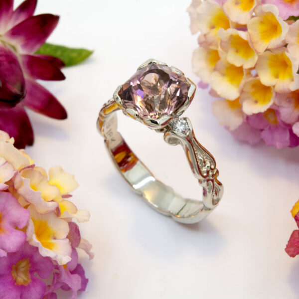 Pink Tourmaline Ring with Diamonds