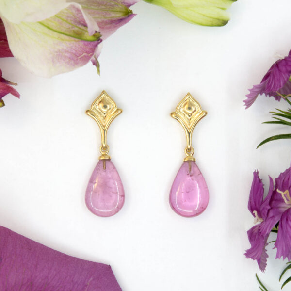 Pink Tourmaline Cabochon Earrings