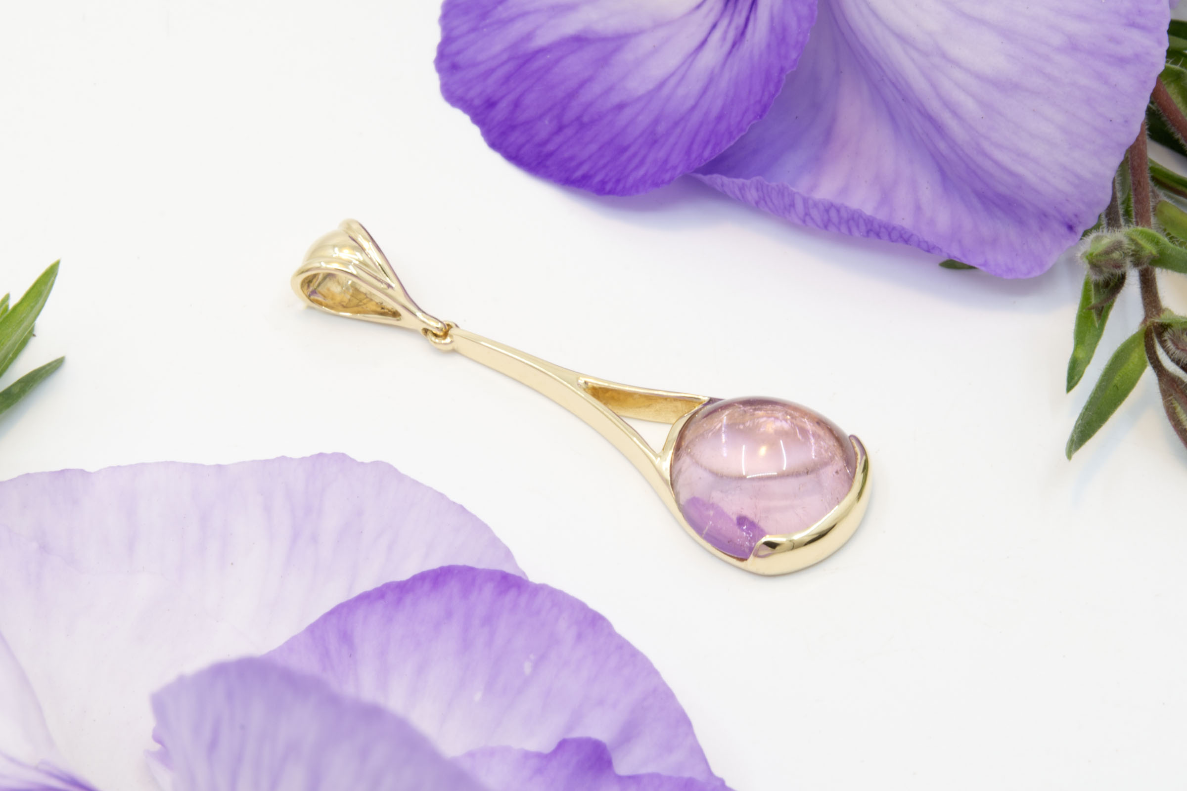 Pink Tourmaline Cabochon Pendant - Image 2