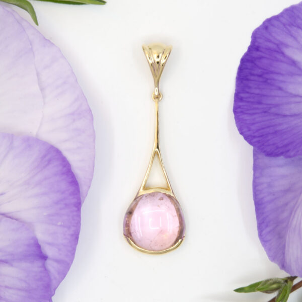 Pink Tourmaline Cabochon Pendant