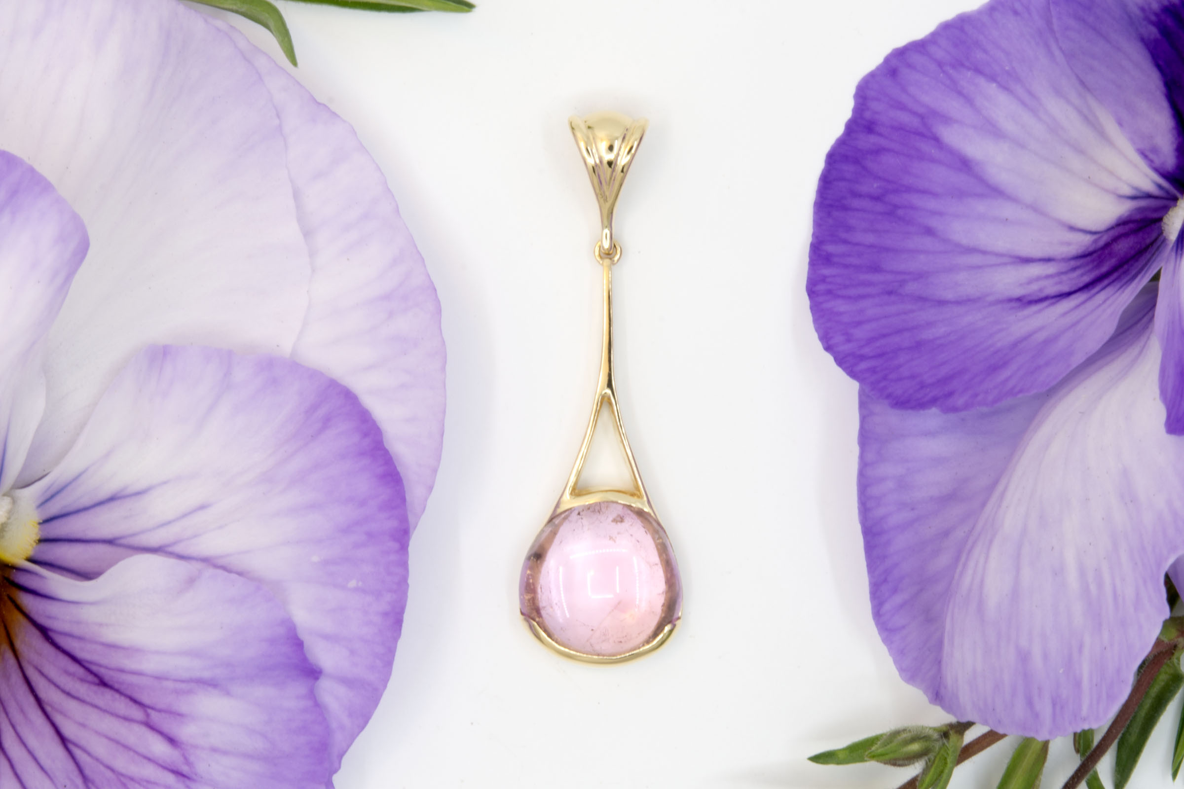 Pink Tourmaline Cabochon Pendant
