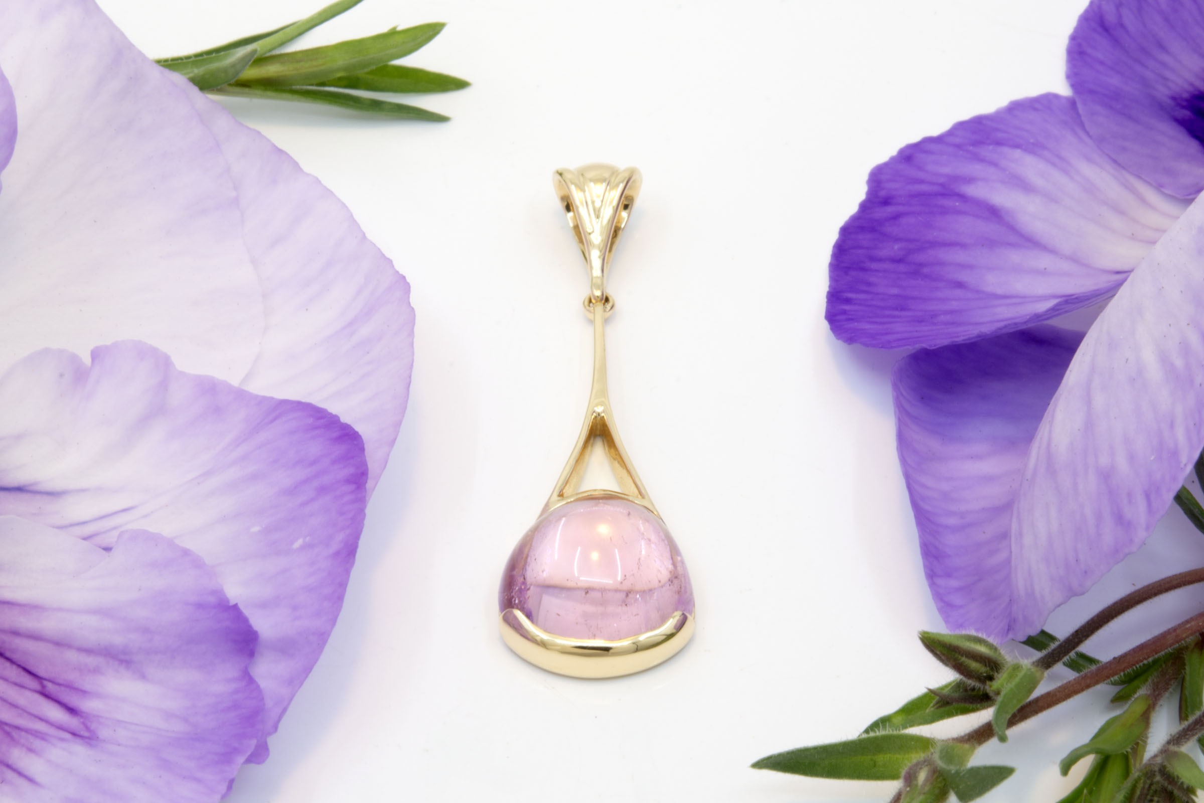 Pink Tourmaline Cabochon Pendant - Image 4