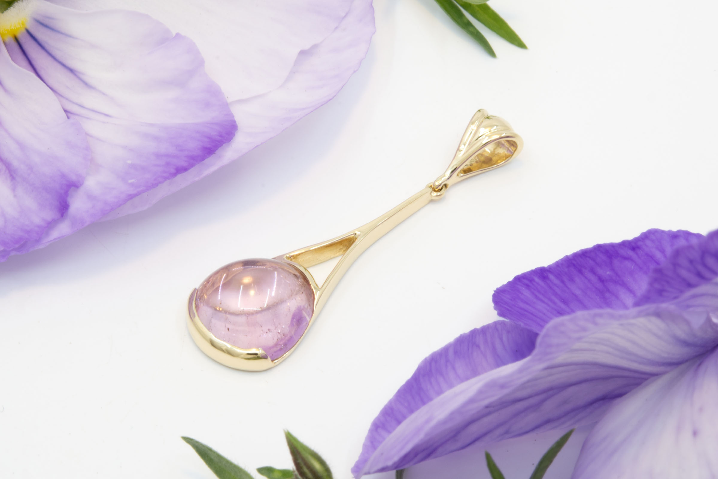 Pink Tourmaline Cabochon Pendant - Image 3