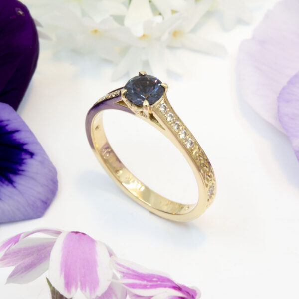 Color Change Garnet and Diamond Ring