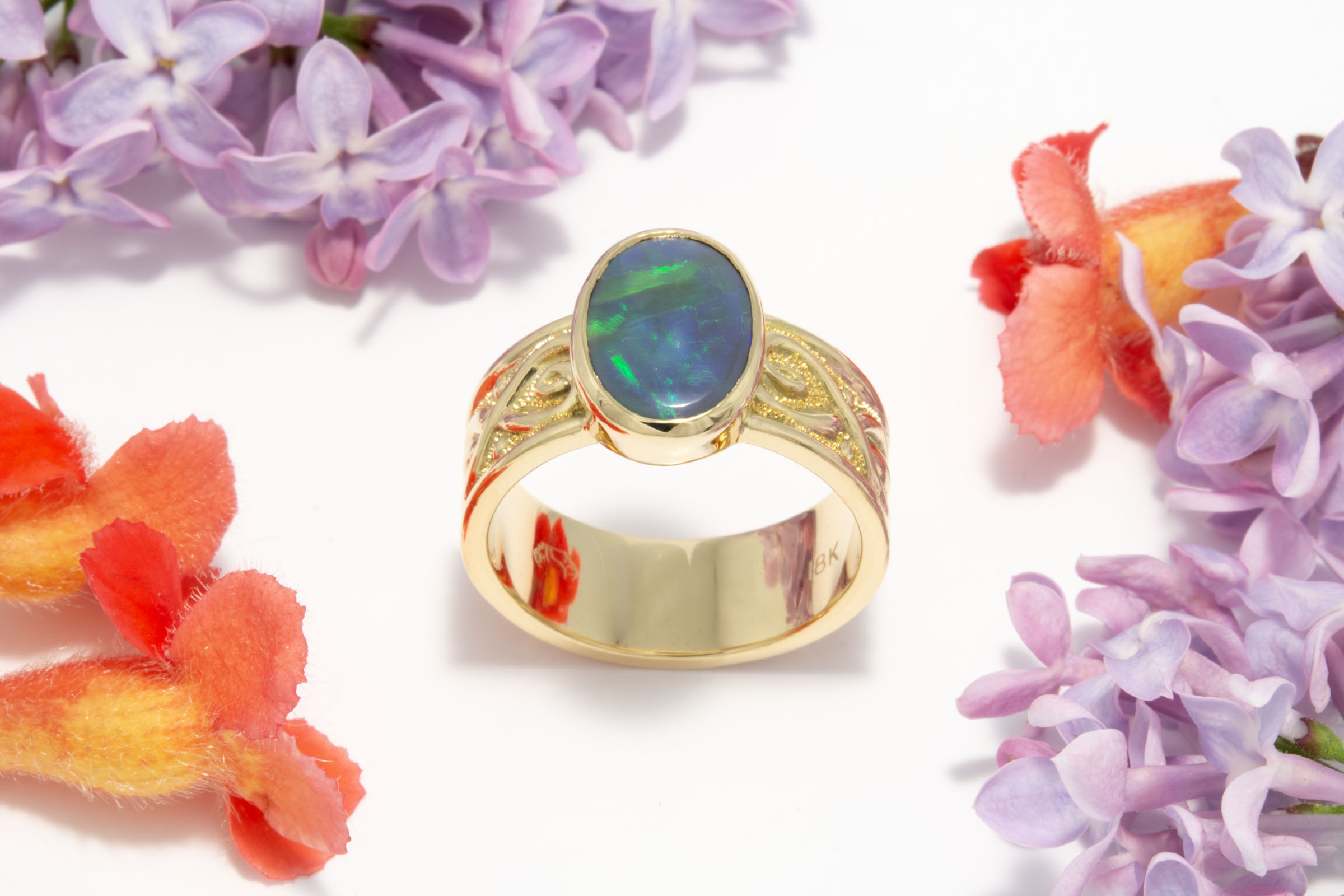 Black Opal Bas Relief Ring - Image 3