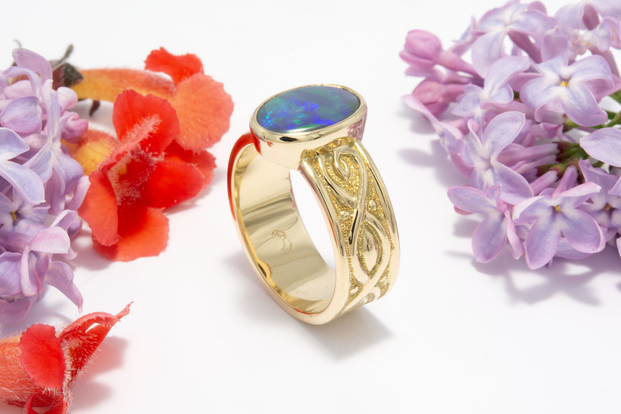 Black Opal Bas Relief Ring - Image 4