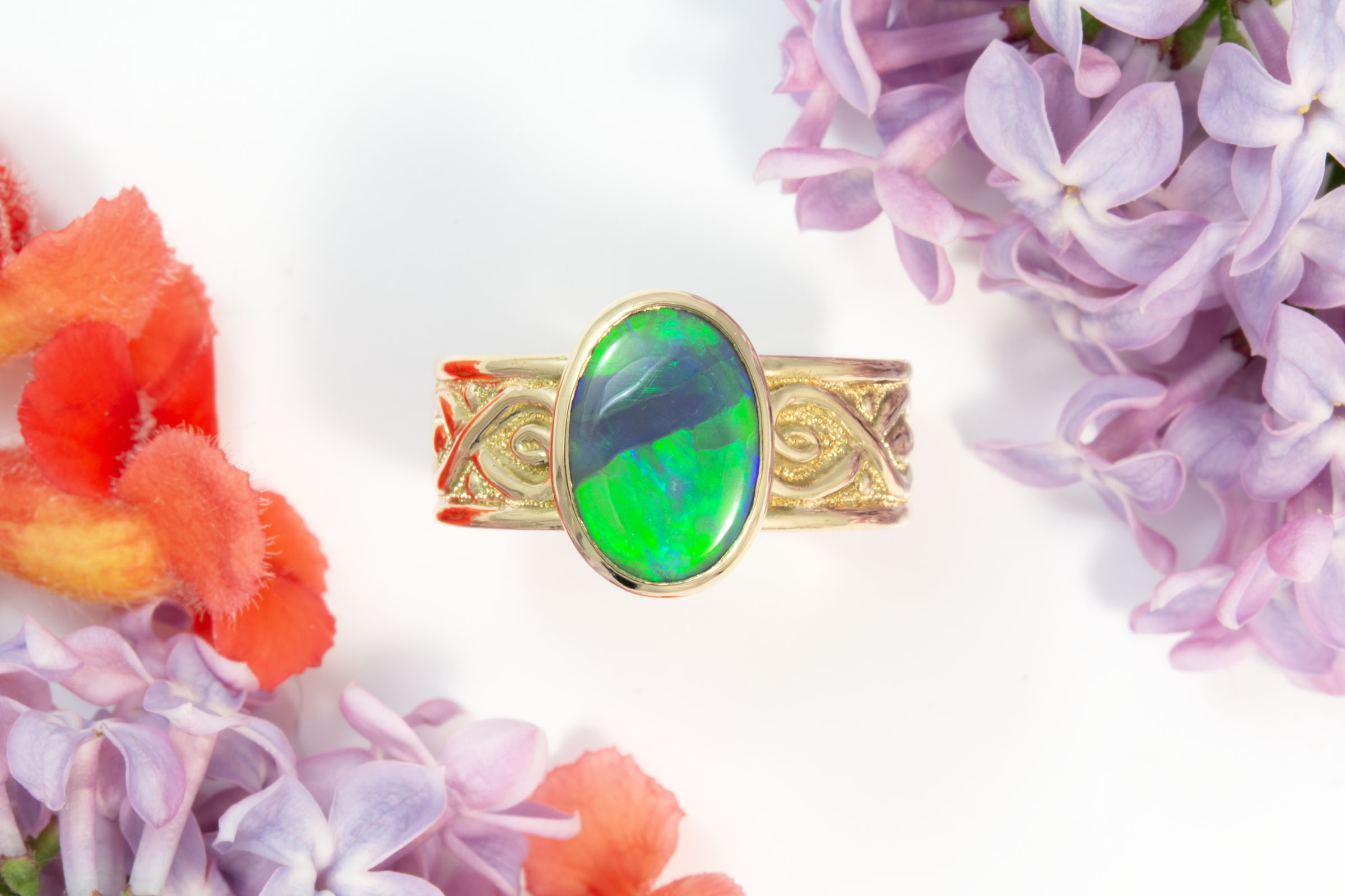 Black Opal Bas Relief Ring - Image 5