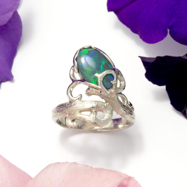 Black Opal Organic Design Ring