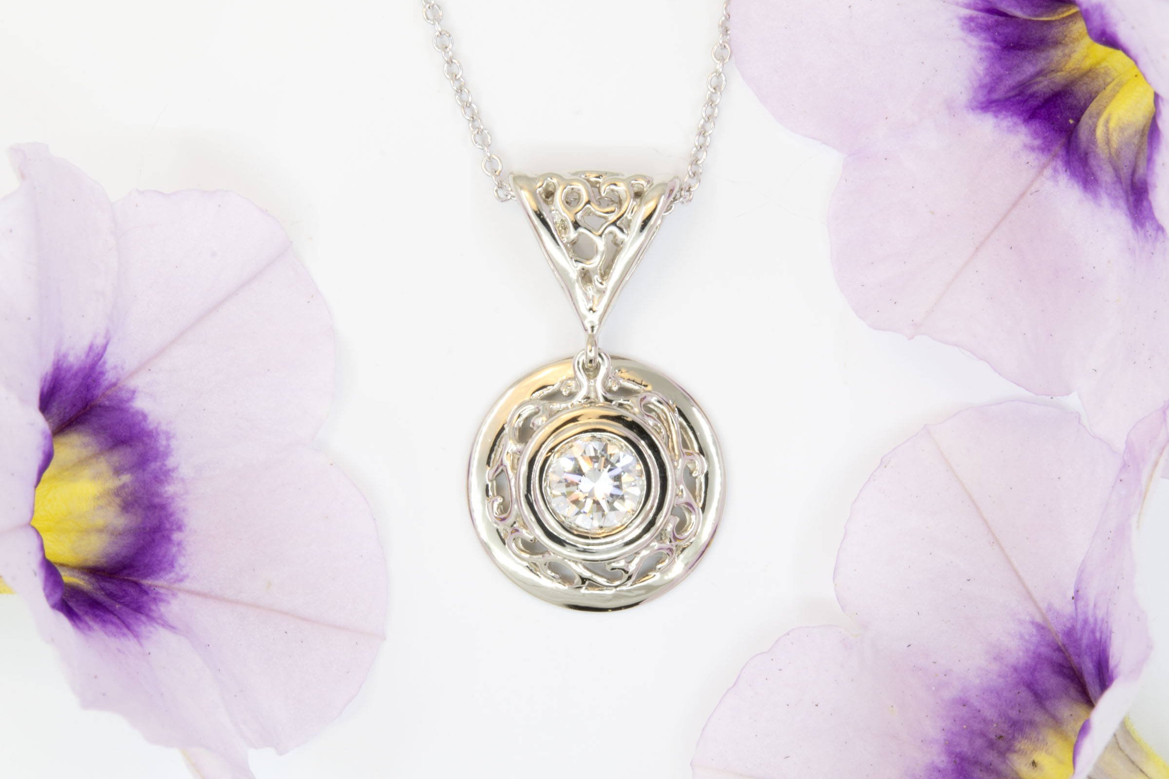 Diamond Open Filigree Pendant