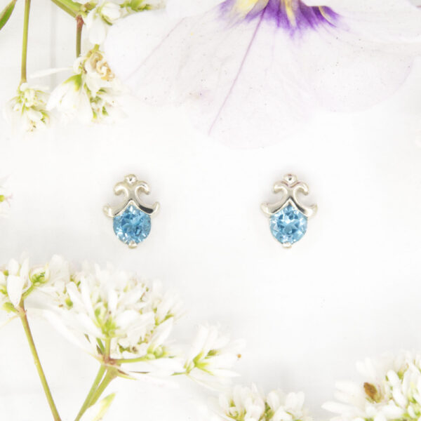 Blue Topaz “Acorn” Stud Earrings