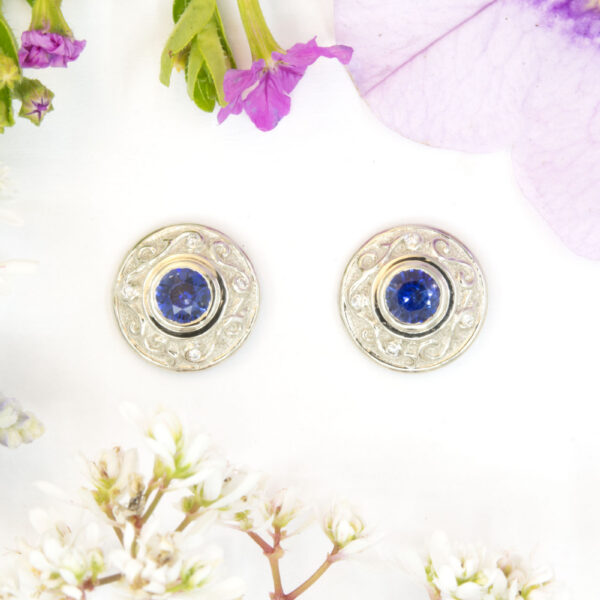 Sapphire Bas Relief Earrings