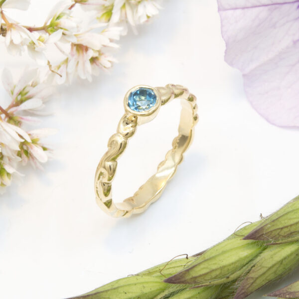 Blue Topaz Filigree Ring