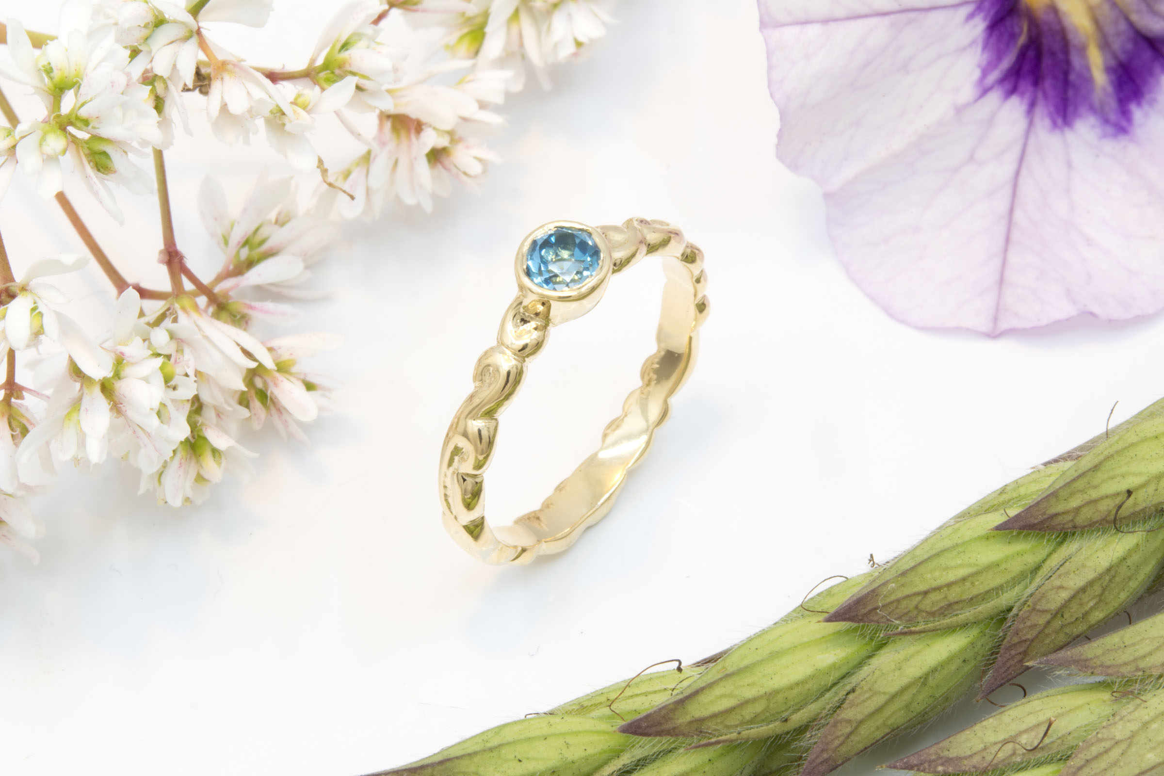 Blue Topaz Filigree Ring