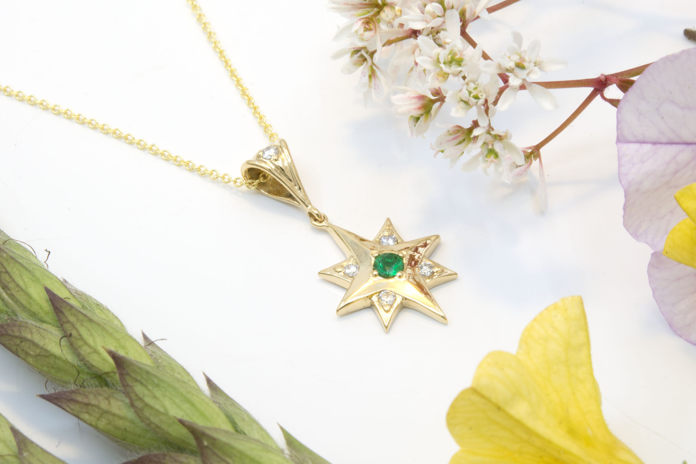 North Star Pendant with Emerald - Image 3