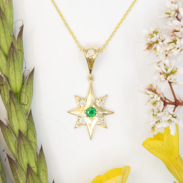 North Star Pendant with Emerald