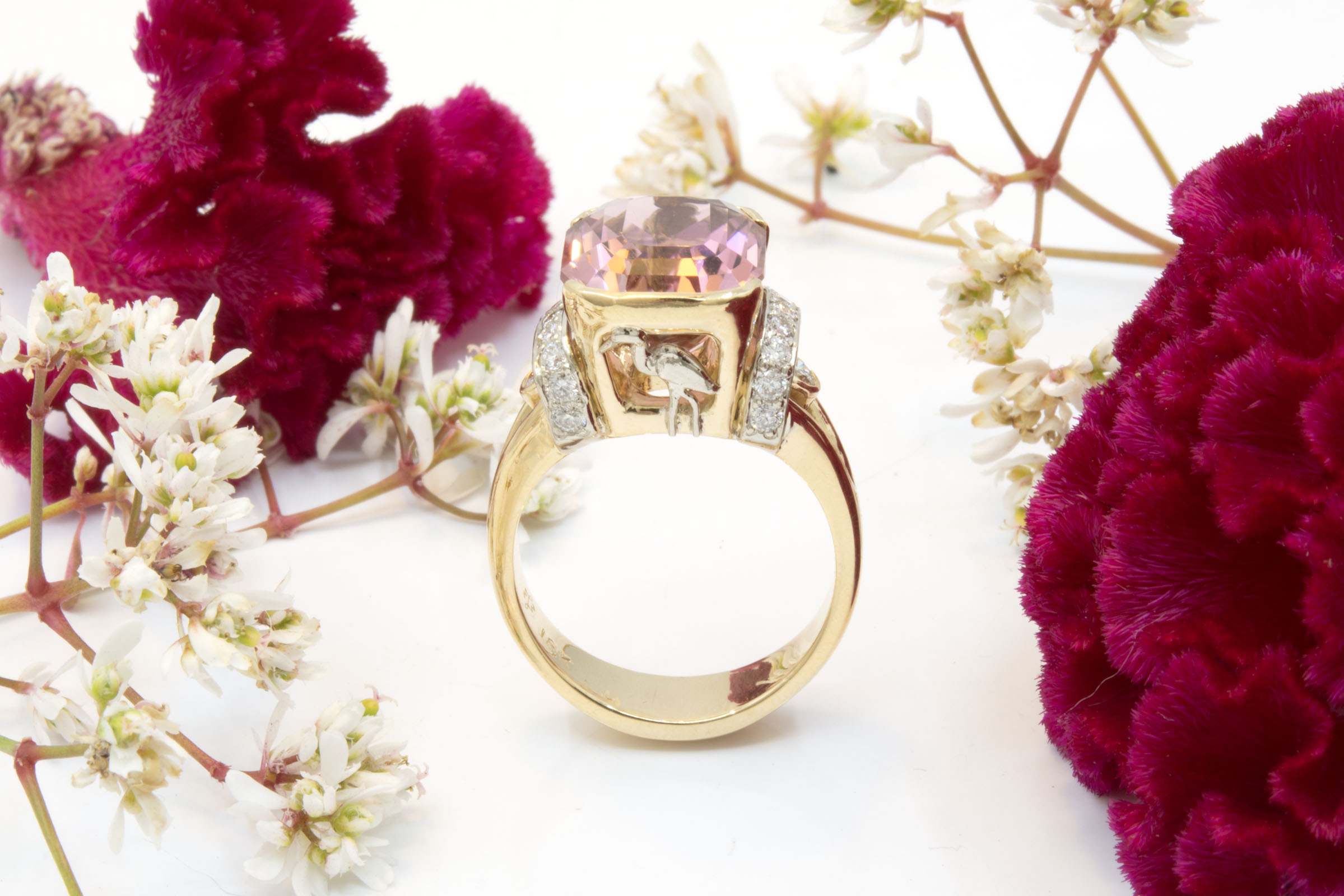 7.91ct Pink Tourmaline Cushion Ring with Diamonds - Image 4