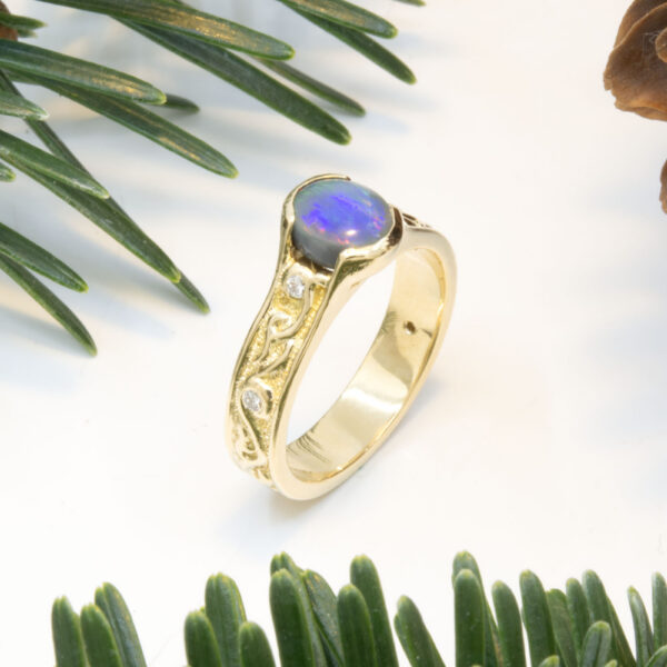 Grey Opal Bas Relief Ring